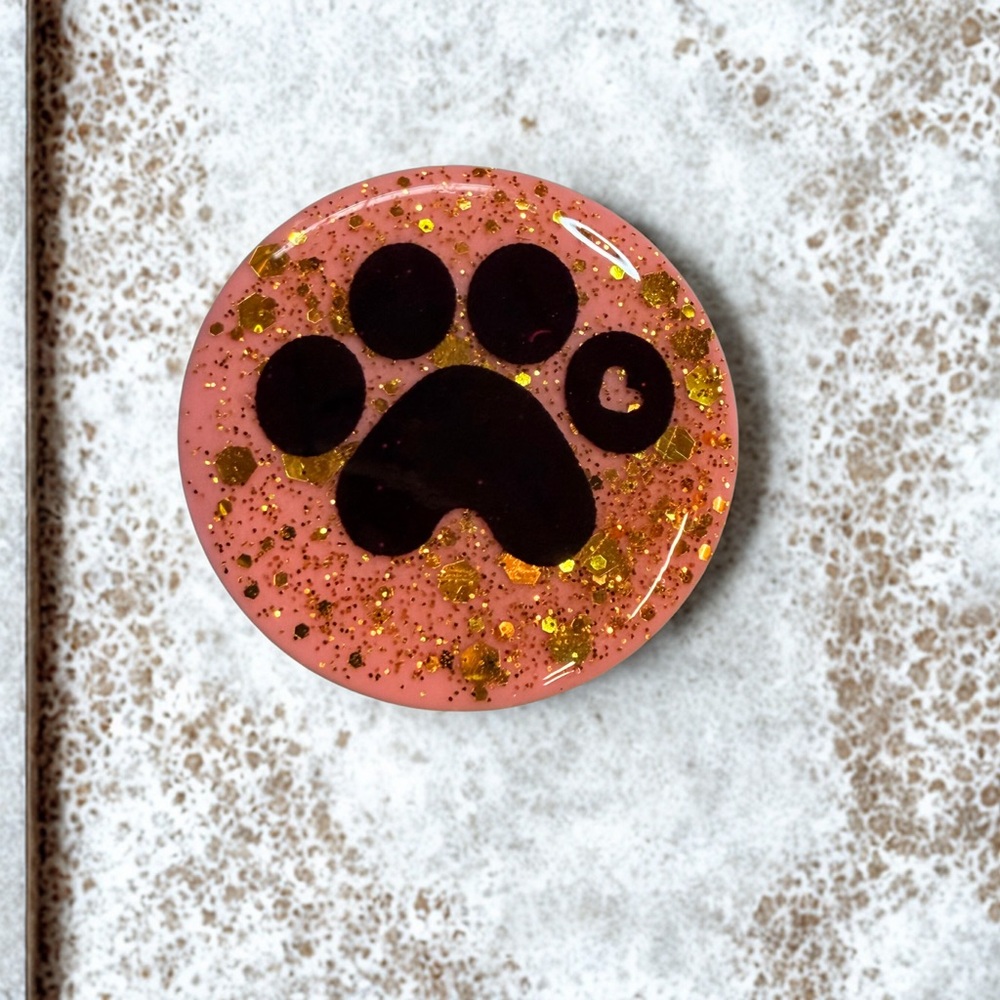 Paw Print Phone Grip - Pink and Gold